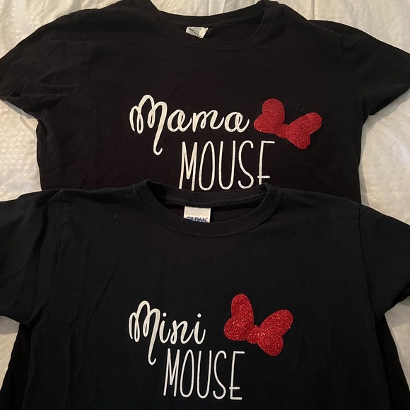Mama Mouse (woman size medium) and Mini Mouse ( youth small) matching shirt set - Picture 1 of 5